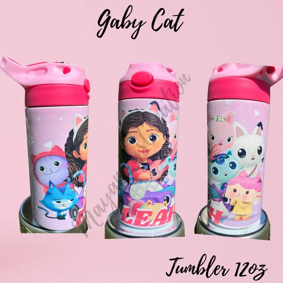 Gaby gato Tumbler 12oz (puedes personalizar el nombre) Water Bottles