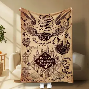 Wizard Magic Blanket Magical Movie Wizardry Blanket Designs for Magic Lovers Home Decor Throw Blankets Home Bedroom Bed Sofa Picnic Cover  Family Friends and Chridren Perfect Gift Birthday Present