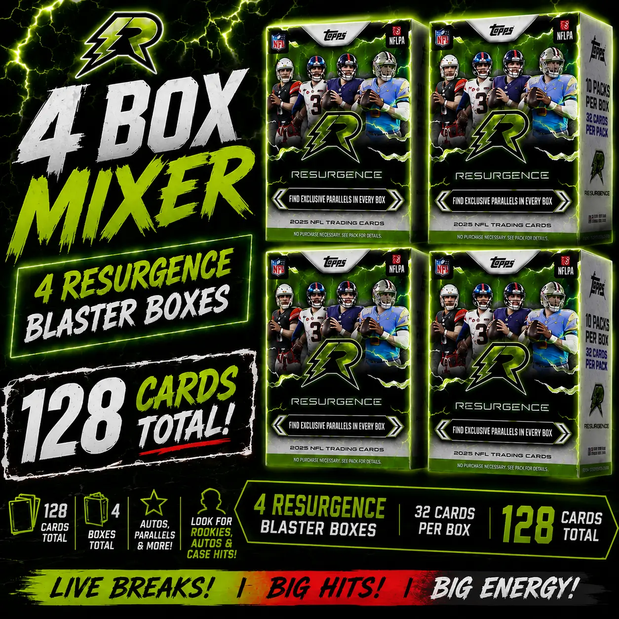 Pick Your Team PYT #103 (4) 2025 Topps Resurgence Blaster Boxes NFL football Sports Card Break