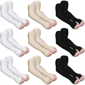 9 Pairs Elder Skin Protector Sleeves Thin Skin Arm Sleeve Bruise Protective from Abrasions Tear Sun Exposure Compression Bruising Arm Protective for Men Women