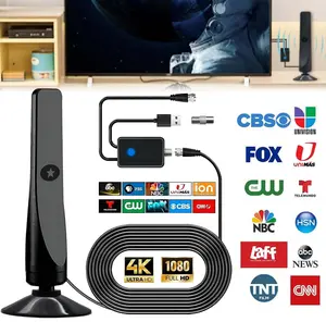 TV Antenna Long Range Indoor Digital TV Antenna with Amplifier, Digital HD Antena Indoor HDTV Support 1080P 4K Smart TV Free Local Channels, High-performance Coaxial Cables Telescopic Stand Hdmi Connector