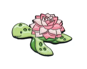 Flower Turtle Enamel Magnetic Needle Minder ~ Needle Keeper - Cross Stitch Embroidery Needlepoint Sewing Accessory Notion