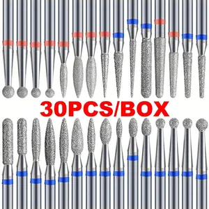 30PCS/BOX Diamond Nail Drill Bits Set，Precision Cuticle Bits, Highquality Bits，Nail Tech Manicure Pedicure Remover Tools for Acrylic Gel Nails Salon Home, Manicure Kit
