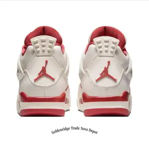 Visible Air Cushion Mid-Top Competition Basketball Sneakers, Cream Perforated Full-Grain Leather With Cherry Red Contrast Trim & Grid Mesh Panel, Layered High-Grip Dual-Tone Rubber Outsole Indoor Court Sports Footwear