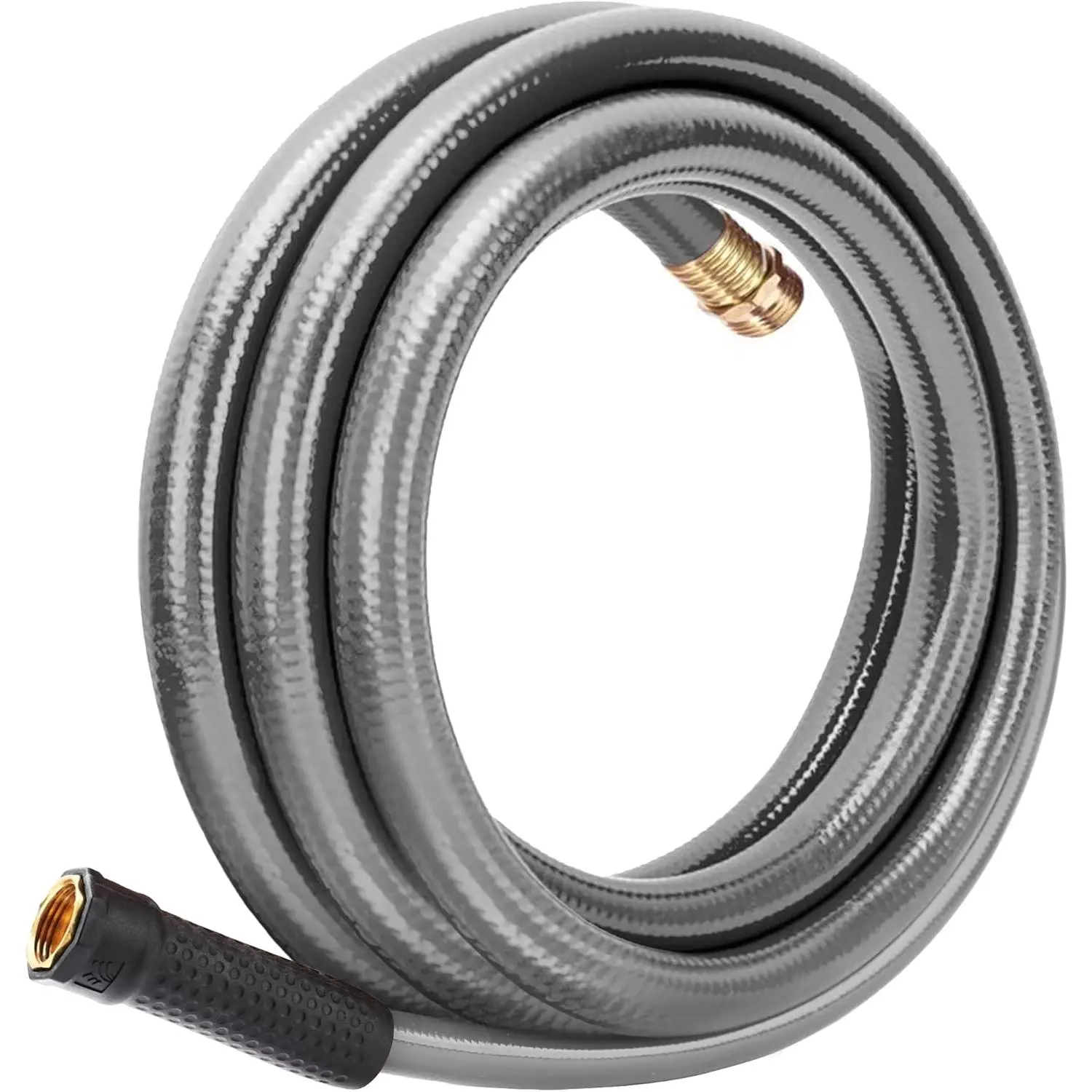 Leader Short Garden Hose 3/4 in. x 10 ft. -Heavy Duty,Durable,Lightweight,Male to Female Fittings -No Kink Leakproof PVC Flexible Water Pipe -Brass Aluminum Ends for Household & Commercial-Gray
