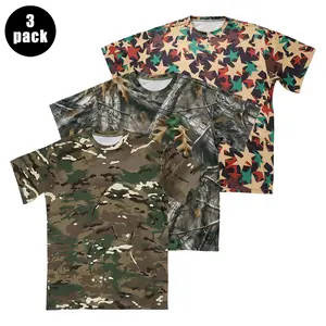 3-Pack Men’s Multi-Pattern Printed Quick-Dry Camouflage Short-Sleeve T-Shirts, Summer Casual Sports Crew Neck Tops