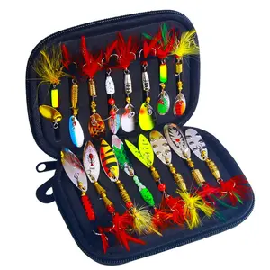16pcs Fishing Spinner Lure Set with Storage Bag, Spoon Baits for Bass & Trout, Portable Fishing Tackle Kit, Ideal for Anglers