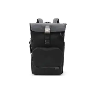 TUMI Harrison Osborn Roll Top Backpack for Men in Black with Fabric and Leather Combination for Casual and Commute Use