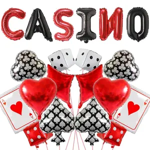 Casino Theme Balloon Set 20pcs Dice Poker Card Balloons for Game Night Party Decor Kit