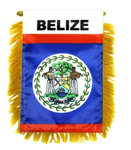 Belize Mini Plastic Double-Sided Hanging Banner with Hanger, Glass Window Flags, Party Decoration Supplies for Home Festive Use
