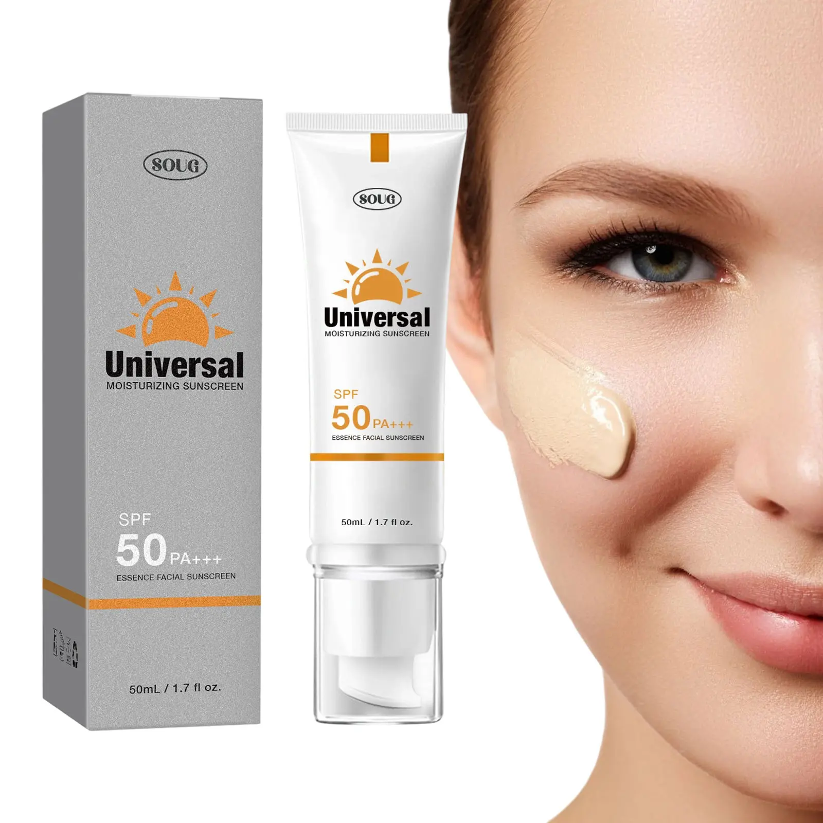 Universal Tinted SPF 50 PA+++ Daily Facial Sunscreen Moisturizer - Lightweight, Water-Resistant, Non-Greasy, Suitable for All Skin Types