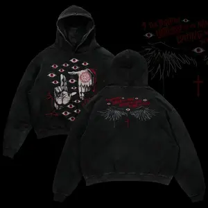 "Alucard The Wings" Hellsing V.2 Retro Vintage Unisex Oversize Anime Manga Acid Washed Heavyweight Cotton Hoodie, Anime Merch, Gift For Anime Fan