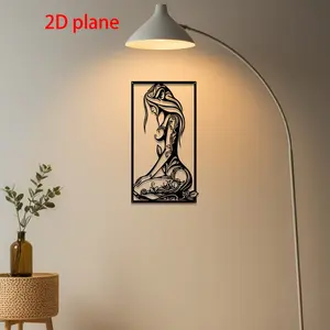 2D Metal Wall Art Feminine Silhouette Decor - Artistic Ornate Patterned Black Metal Wall Decor for Living Room, Bedroom & Home Interior, Modern Indoor Wall Sculpture Artwork for Wall Decoration