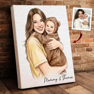 First Mother's Day Gift *FRAME NOT INCLUDED*, Personalized Watercolor New Mom Portrait Poster, Mother Day / Fathers Day Portraits Gifts, Mothers Day Gifts Ideas, Mothers Day Gift
