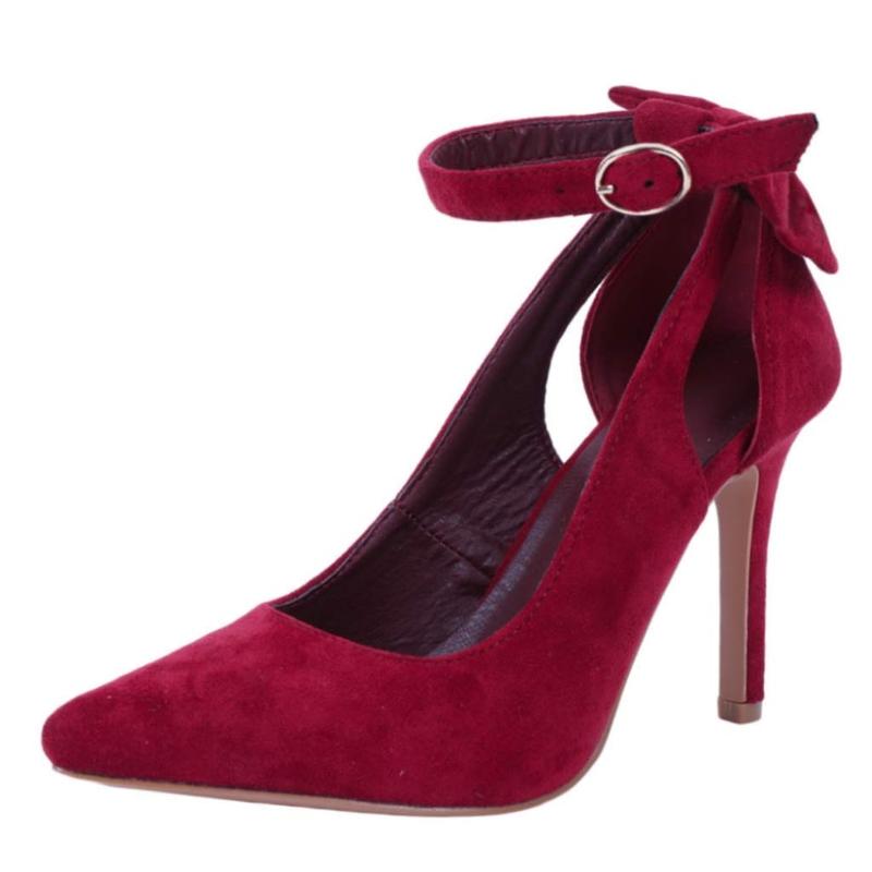 2025 Women's High Heels Bow Tie Back Sexy Stiletto Ankle Strap Wedding Dress Pumps Shoes