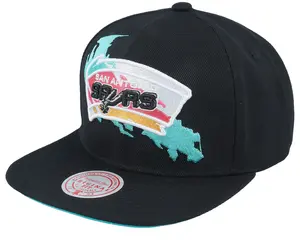 MENS MITCHELL & NESS NBA PAINT BY NUMBER SNAPBACK HWC SPURS - BLACK