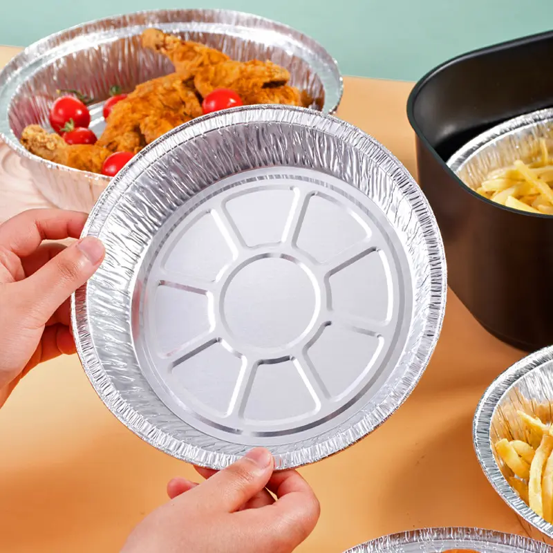 10 pcs Tin foil tray air fryer special oven foil tray tin foil mat ware grill tray tin foil tray pizza crust tray bowl Disposable Cookware kitchen accessories Kitchenware