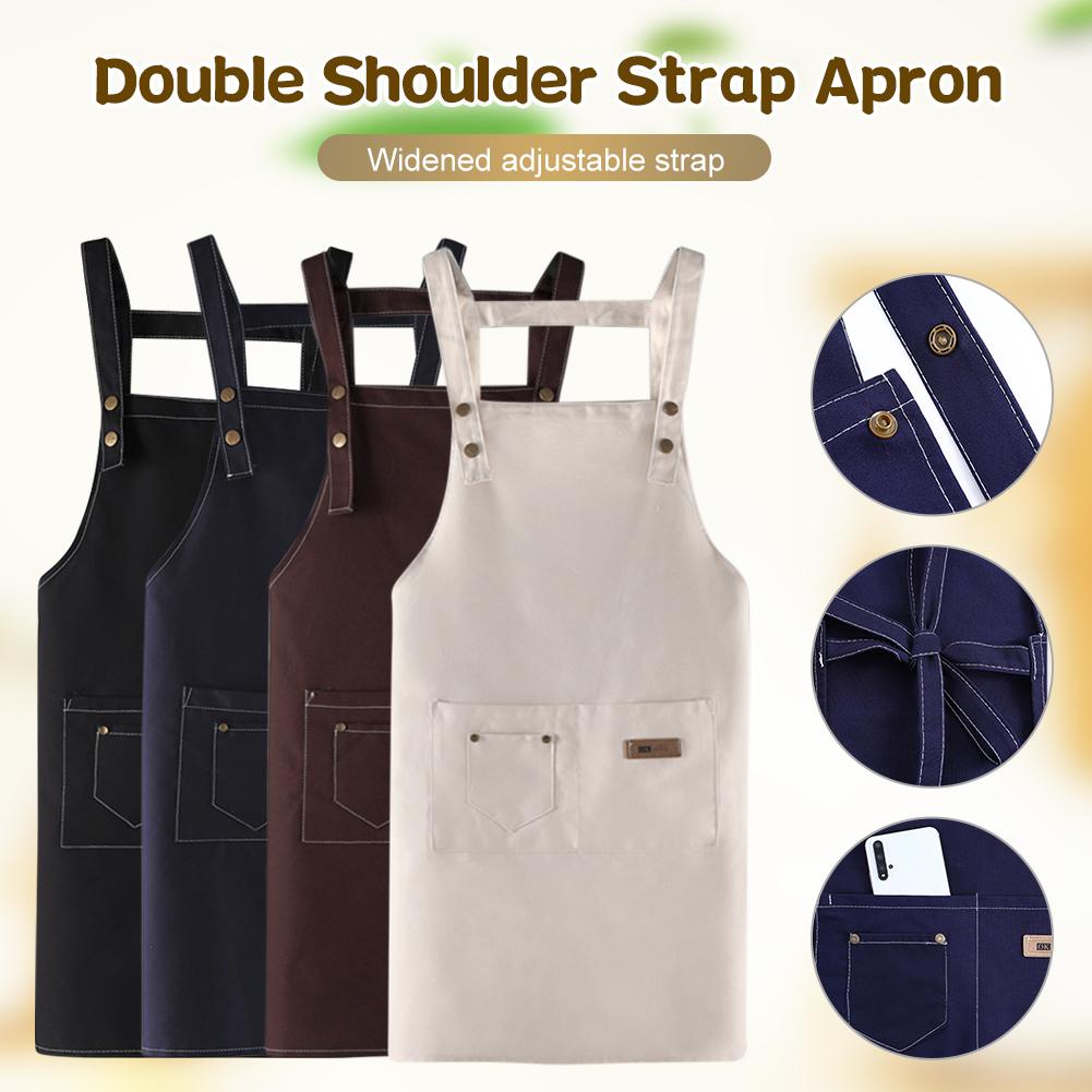 Kitchen Wipeable Waterproof Oil-Proof Unisex Work Apron For Men Adjustable Cooking Kitchen Aprons For Woman With Tool Pockets