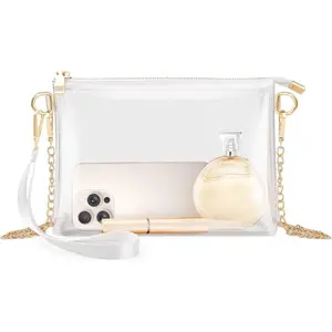 Valentine's Day Gift  Clear Stadium Approved Bag, Crossbody Purse With Zipper and Wrist Strap for Concerts and Sports For Womens