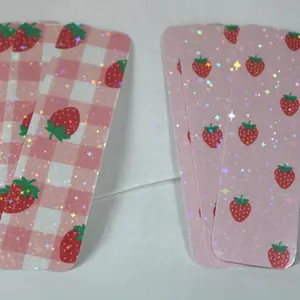 Fruity Holographic Bookmark with Strawberry Design on Pink Background for Book Lovers - Vibrant & Eye-Catching Accessory