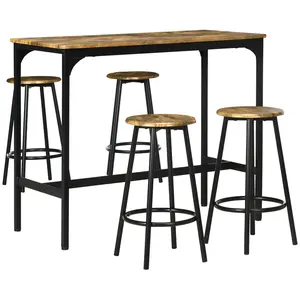 5-Piece Counter Height Bar Table and Chairs Set, Bar Table with Stools, Kitchen Table 4 Chairs, Rustic Brown