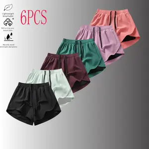 Women’s Summer Sports Shorts, Pack of 6 — Anti-Exposure Liner, Quick-Dry Sweat-Wicking, for Fitness, Running, Yoga, Casual, 3-Inch Inseam