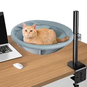 Cat Desk Bed, Supports Up to 60 Pounds, Cat Supplies, Comes with Sturdy Double Clips and Breathable Mesh Fabric Cover, Suitable for Cats Working and Playing at Home Hammock