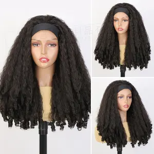European and American Women's Headscarf Wig Aki Ice Silk Hairband Screw Curl Long Curly Hair Wig Headband Wig