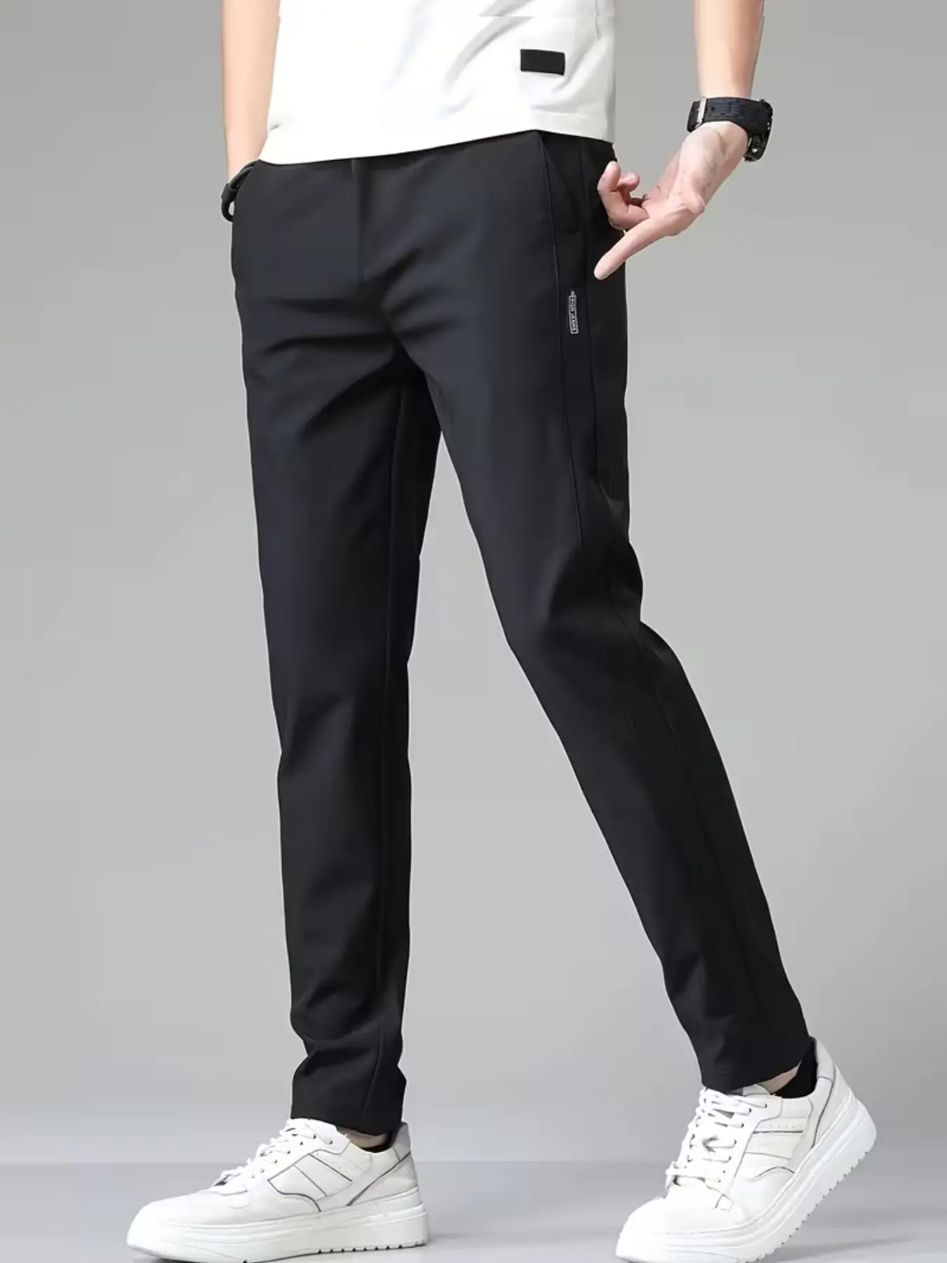 Men's Lightweight Straight Leg Pants, Quick-Dry All-Season Casual Business Trousers, All Purpose Pants, Ideal for Hiking, Commuting, Streetwear