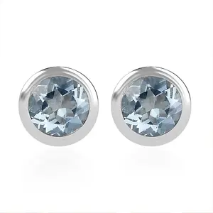 Shop LC D'Joy Poke Free Aquamarine 0.50 ctw Stud Earrings in Rhodium Over Sterling Silver