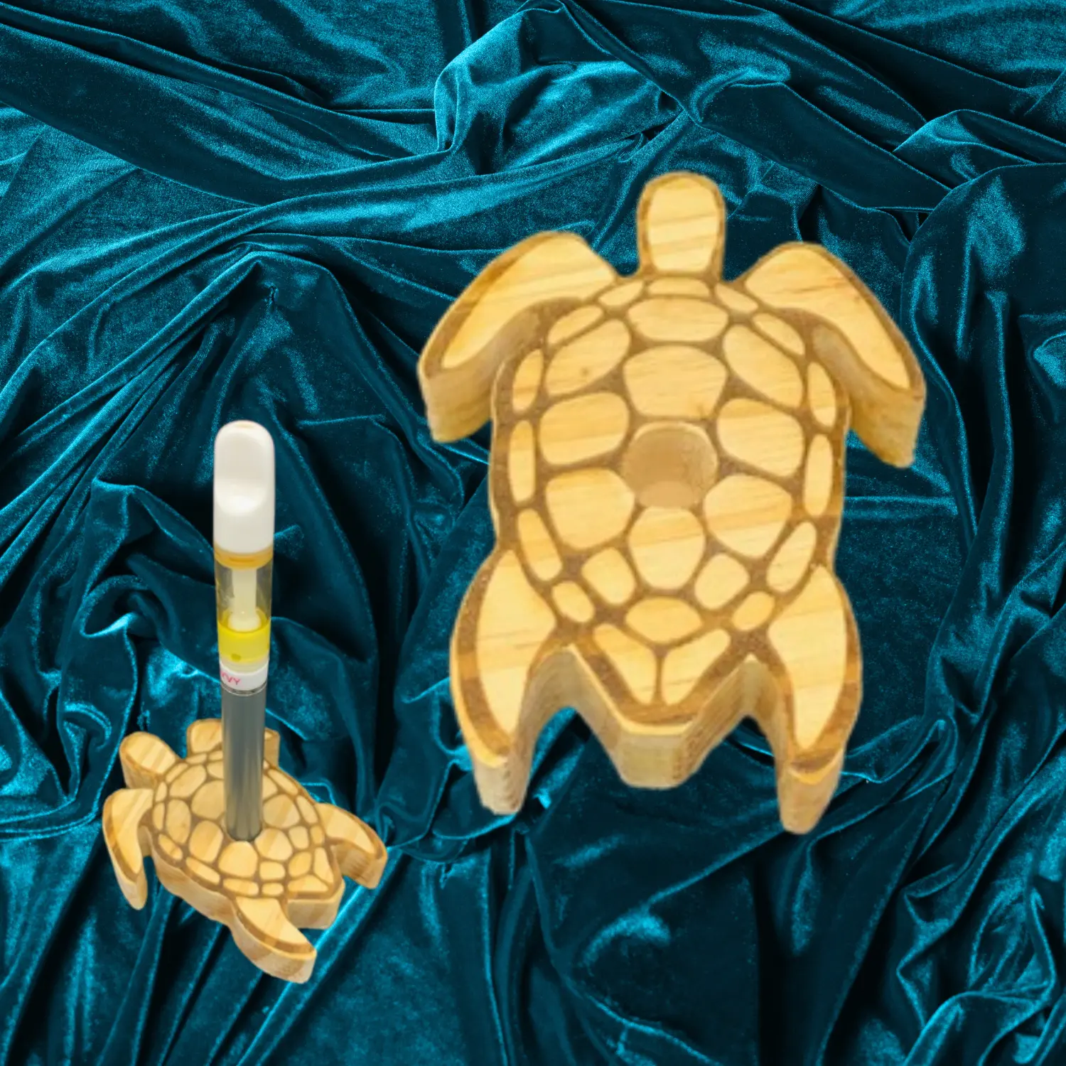 Vape Pen Holder - Turtle Engraved - Solid Wood, Holds 510 Thread Vape Pens &/or Cartridge. Holder Only
