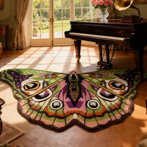 Colorful Butterfly Carpet, Luxurious Vintage European Insect Rug, Decorative Rugs, Irregular Design Spring Home Decor, Soft Comfortable Plush Mat