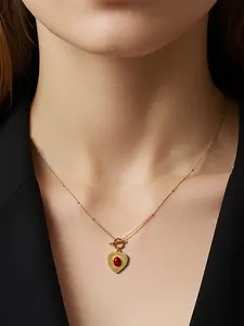 Natural Agate Heart Ot Clasp Necklace, July Birthstone, Vintage Striped Love Pendant Choker, Women's Versatile Jewelry Gift