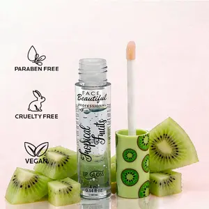 Face Beautiful Brazilian Kiwi Lip Gloss - Tropical Fruit Shine with Lightweight Hydrating, Non-Sticky Wet-Look Finish for Everyday Wear, Fruity Aroma, 4 ml / 0.14 fl oz