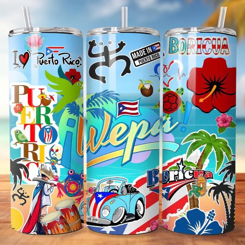 Puerto Rico Boricua Water Bottle - Insulated Drink Bottle with Island Flair for Daily Use Kitchenware Drinkware, Bottles, Portable