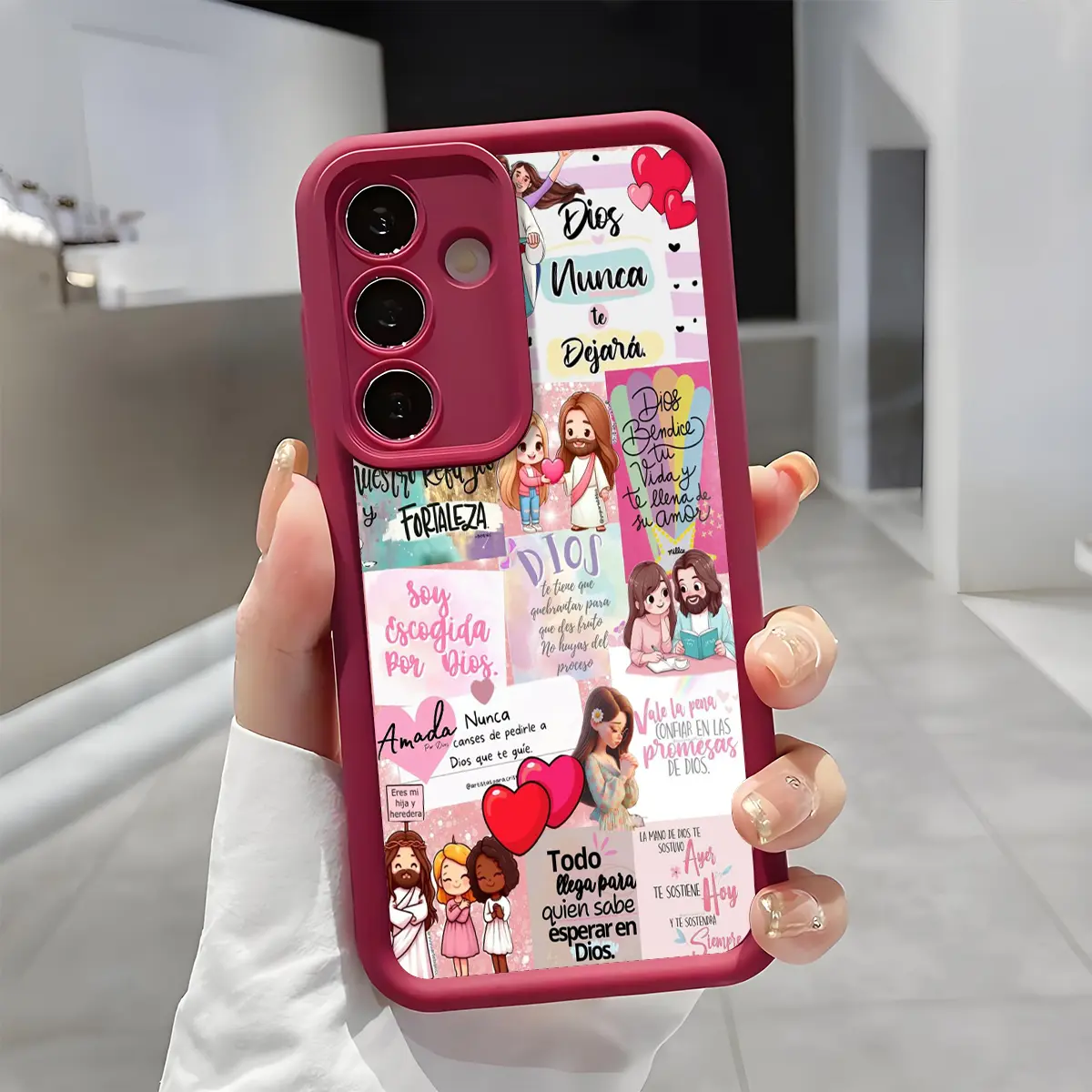 Cartoon Jesus Pattern Phone Case for Samsung Galaxy S21 S22 S23 S24 S25 S26 Ultra Plus A13 A14 A15 A16 A17 A33 A34 A35 A36 A52 A53 A54 Note20ultra Enhanced Camera Protection Shockproof Skin Friendly Touch Soft Cover