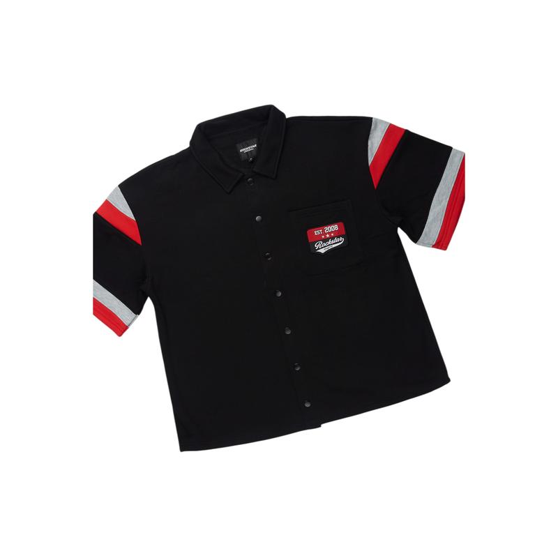 Zavid Black Button Up T-Shirt/Short Set