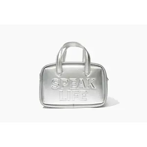 Speak Life Bowler Bag | Pebbled Metallic Silver