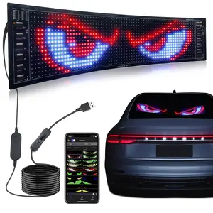 Wireless Programmable LED Sign,LED Windshield Display Eyes Lights, Programmable Flexible LED Matrix Panel, Smart APP Control Custom Animation Digital Sign, Devil Eye Soft Screen for Car Decals led lights for cars