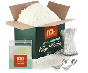 Hearth & Harbor Soy Candle Wax for Candle Making, Natural Soy Wax for Candle Making 10 lb Bag with Supplies, 100 Cotton Candle Wicks