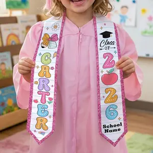 Custom Name Kid Graduation Stole, Grad Gift for Kids, Class of 2026 Kindergarten Stole, Kids Graduation Sash, Preschool Graduation Stole