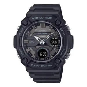 Casio Men’s Black Dial Strap Analog-Digital World Time Watch - Casio AEQ‑120W‑1BVCF