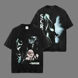 Ghostface - Scream Horror Edition Double Printed Oversize Lightweight Acid Washed Tee Scary Movie, TV series Vintage Graphic Design Top Cotton Comic Halloween Streetwear T-Shirt Clothes Menswear Womenswear.