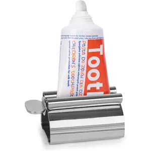 Toothpaste Tube Squeezer Dispenser, 1PCS Toothpaste Roller Squeezer Tool Metal Stainless Steel Tooth Paste Holder for Bathroom, Silver