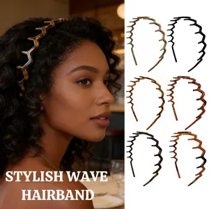 Stylish Wave Hairband - Banana Clip Hair Accessory for Women in Gold Black and Brown Colors with Unique Wave Design