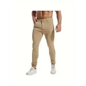 Mens Skinny Jeans Stretch Tapered Leg Elastic Waist Denim Pants