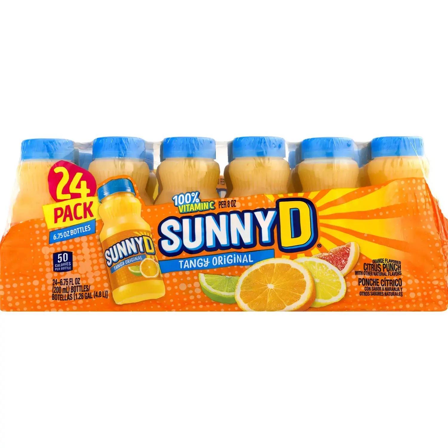 SunnyD Tangy Original Orange Citrus Punch 6.75 fl oz 24 Pack Juice Drinks.