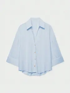Women's Spring Summer Fashion Casual Lapel Simple Versatile Wide Sleeve Shirt Blouse, Stylish Ladies' Clothing for Daily Wear