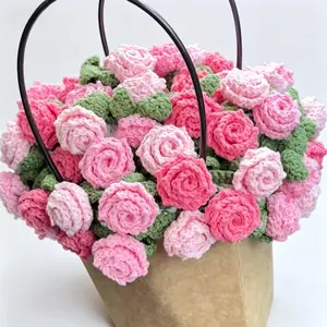 Handmade Crochet Rose Bouquet Blanket - 2-in-1 Transformable Flower Blanket and Gift Bouquet - Cozy 3D Floral Knitted Throw Blanket for Girlfriend, Graduation, Birthday, Anniversary, Cottagecore Room Decor，Everlasting Graduation & Anniversary