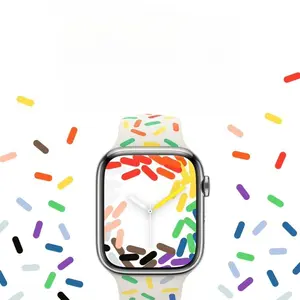 Applicable Apple Printed Strap Full Series Available iwatch New Rainbow Edition Sports Silicone Strap